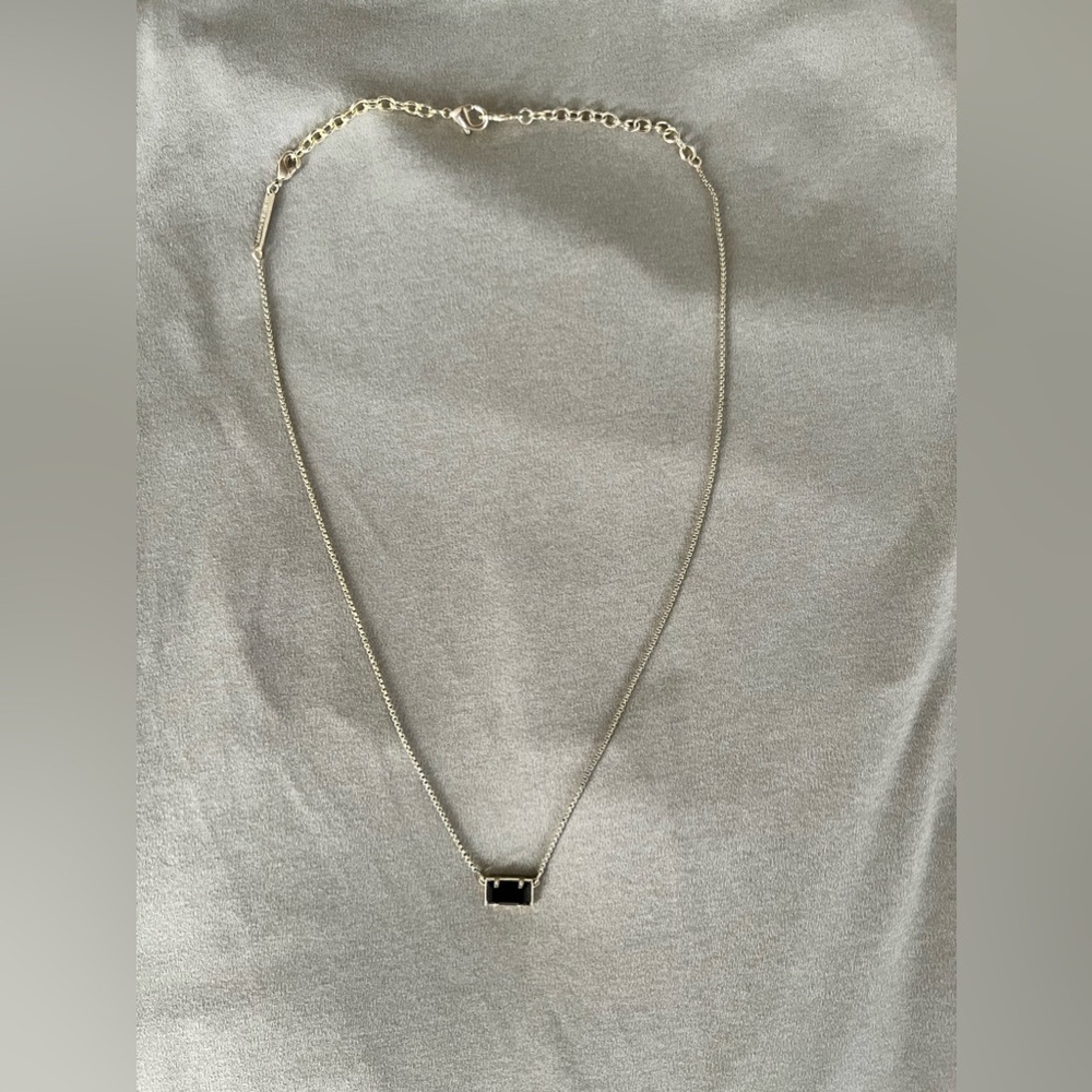 Kendra Scott Pattie Gold Pendant Necklace in Black Opaque Glass